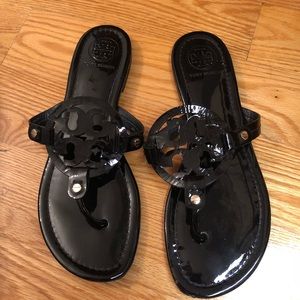 Tory Burch black patent leather sandals